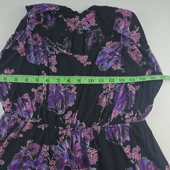 Free People -633 Sleeveless Floral Tunic Top Black Purple Small - Picture 7 of 9